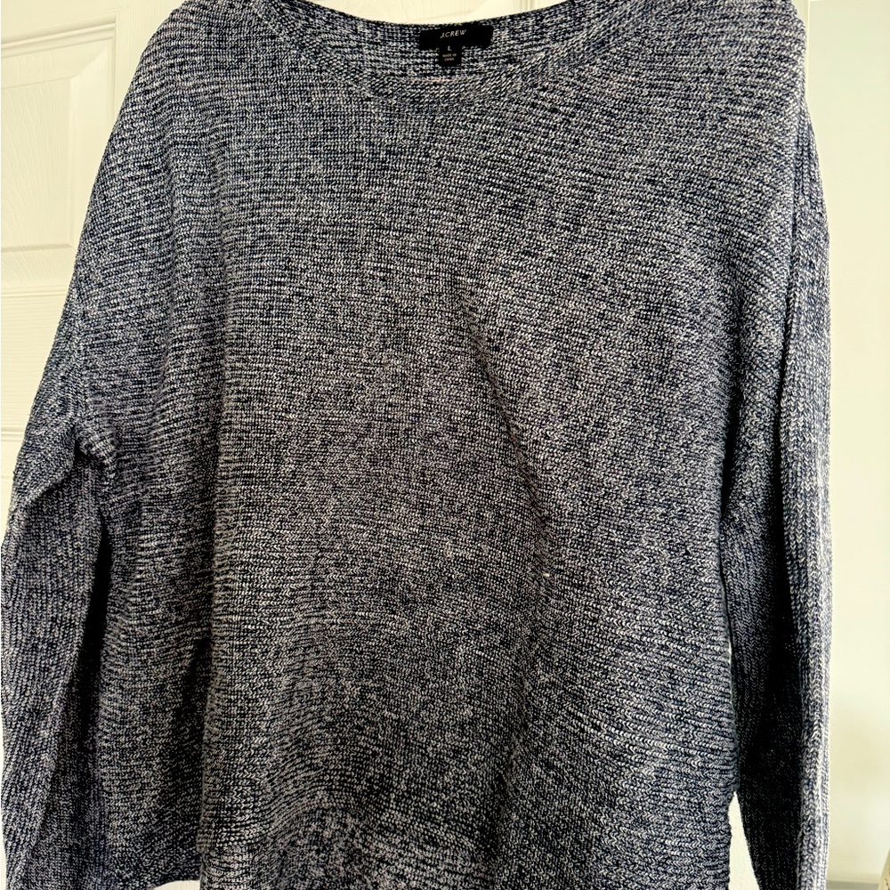 J. Crew  Linen Blend Navy Sweater